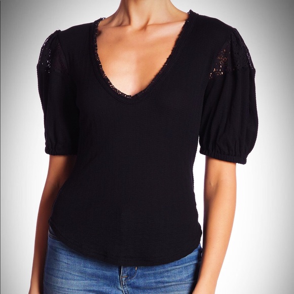 FREE PEOPLE ST JAMES Tee NWT SZ SM BLK - Picture 2 of 7